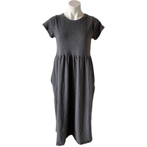 Universal Thread Charcoal Midi Dress Short Sleeve Cotton Pockets Casual